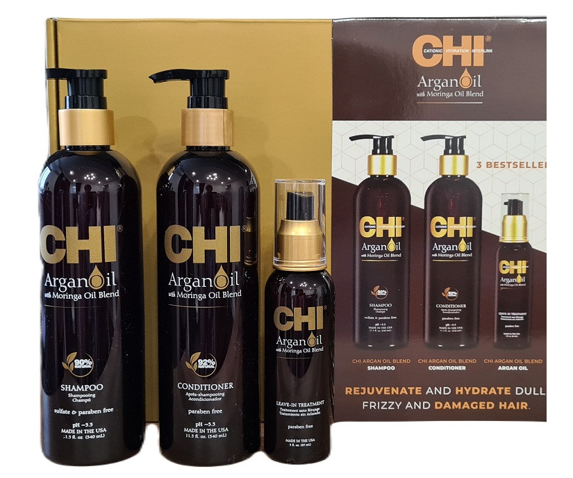 Набір Комплексний догляд для волосся CHI Argan Oil  Шампунь 355 мл, Кондиціонер 355 мл, Олія 89 мл