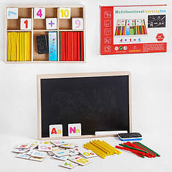 Дерев’яна іграшка Математика “Multifunctional learning box”, палички, цифри, знаки, дошка для малювання