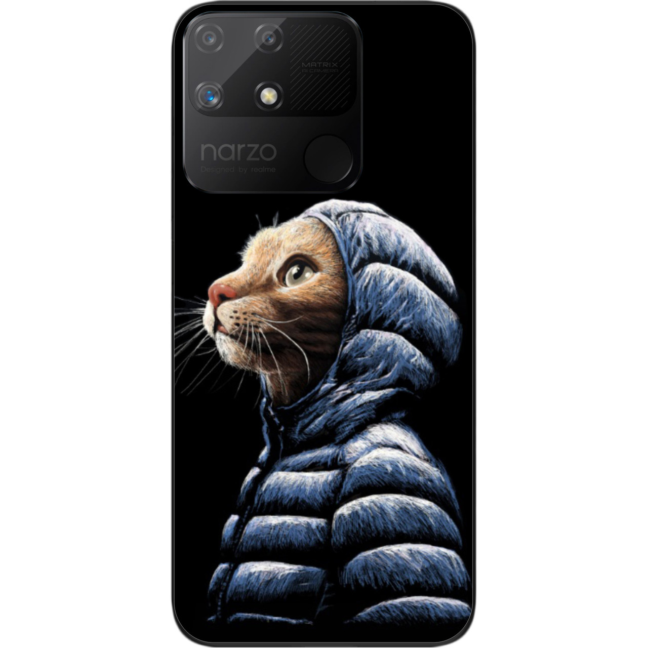 Бампер силіконовий чохол Epik для Realme Narzo 50A з картинкою Кіт у куртці