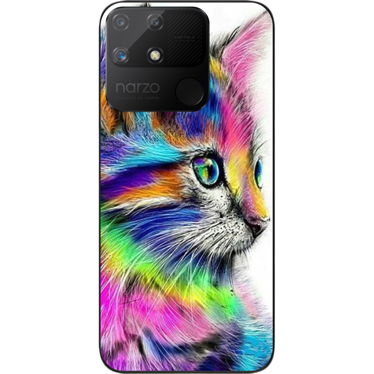 Силіконовий чохол Epik для Realme Narzo 50A з картинкою Різнобарвний котик