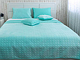 Покривало на двоспальне ліжко 180x220 стьобане дизайнерське, однотонні пледи мікрофібра Бірюзовий, фото 9