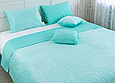 Покривало на двоспальне ліжко 180x220 стьобане дизайнерське, однотонні пледи мікрофібра Бірюзовий, фото 6