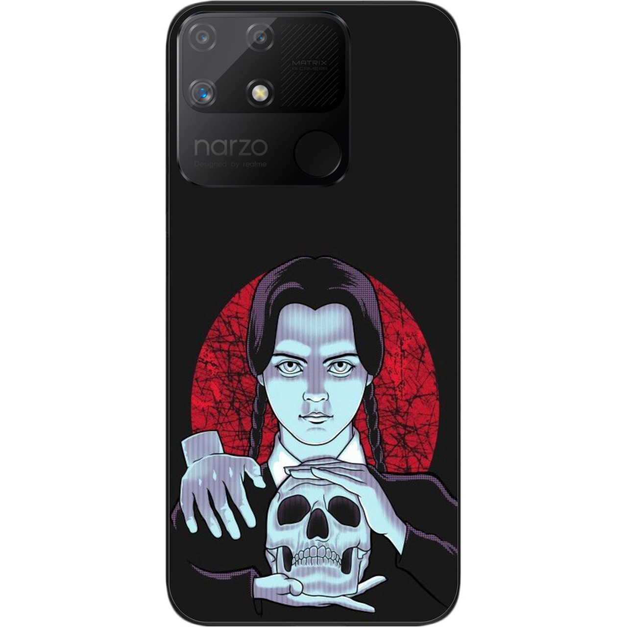 Силіконовий чохол Epik для Realme Narzo 50A з картинкою Венсдей з черепом