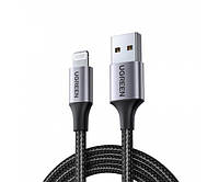 Кабель USB 2.0 AM-Lightning M, 2.0 м, 2.4A, Чорний, US199 UGREEN