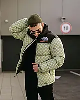 Зимняя Куртка пуховая tnf gucci оливковая