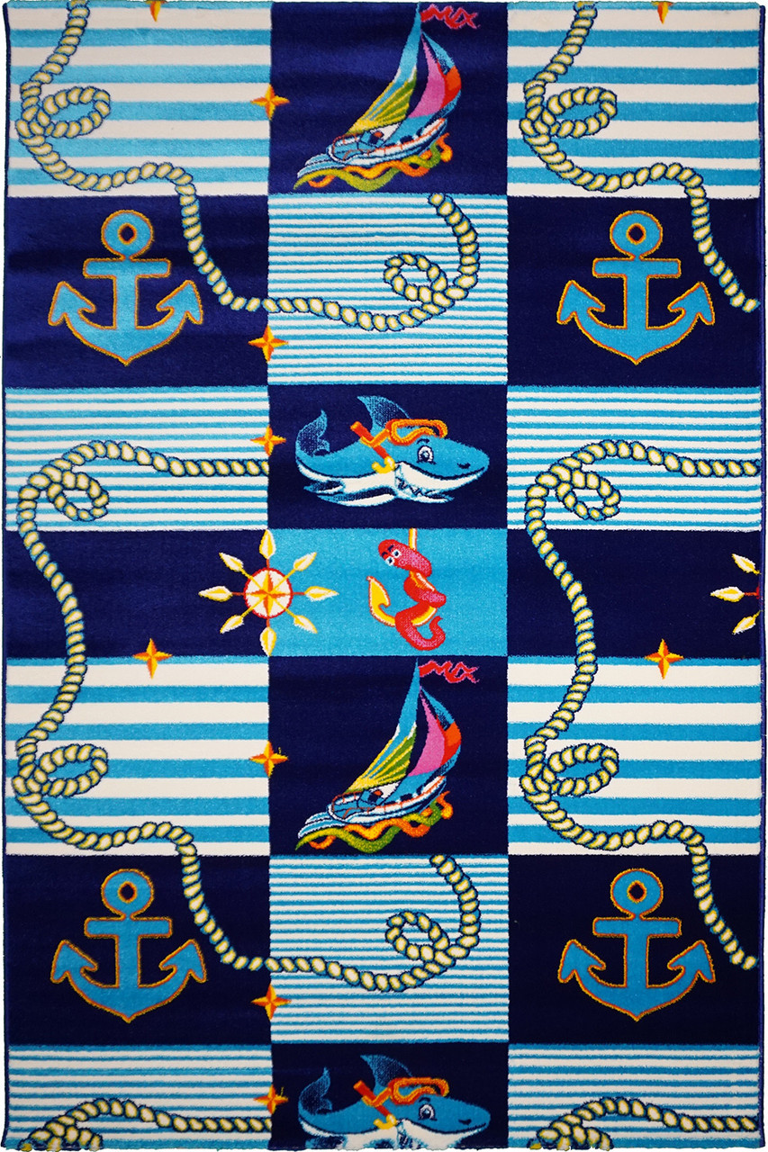 Дитячий синій килим BABY 6041 D.Blue/Blue, 0.8х1.5 м