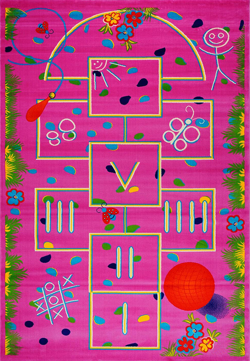 Килим дитячий SAG Baby 2052 Pink/Pink 0.8х1.5 м Дитячий килим із зображенням класиків Рожевий килим у дитячу кімнату, фото 1