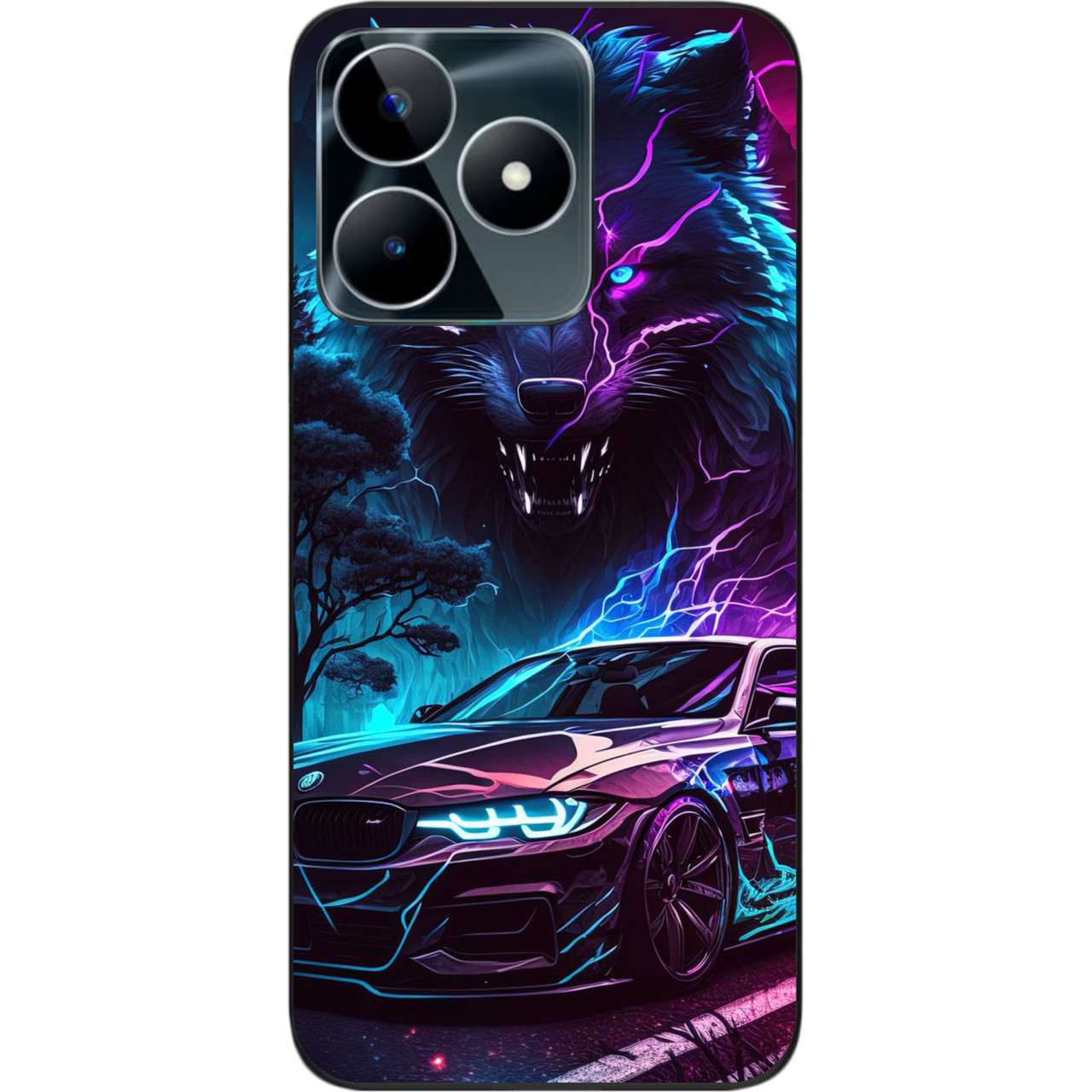 Силіконовий чохол бампер Epik для Realme C53 NFC з картинкою Машина та вовк