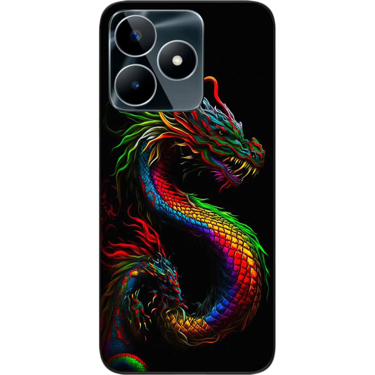 Силіконовий чохол бампер Epik для Realme C53 NFC з картинкою Різнобарвний дракон