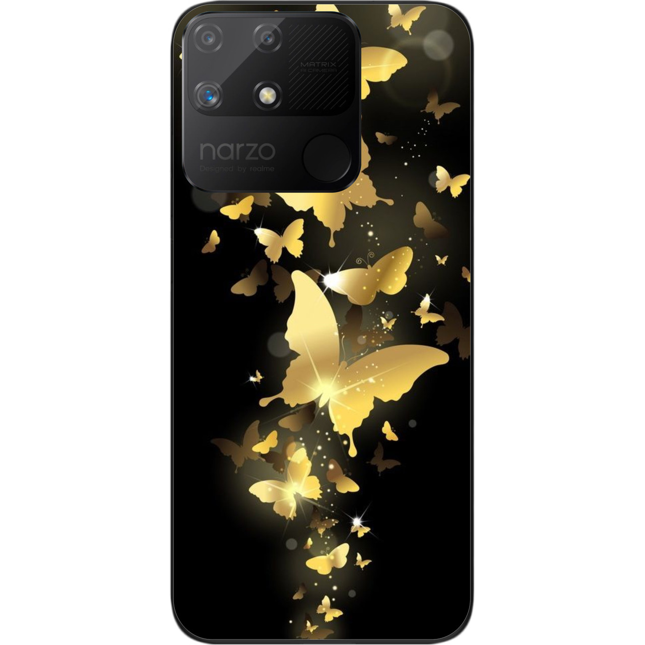 Силіконовий чохол Epik для Realme Narzo 50A з картинкою Золоті метелики