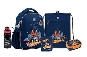 Шкільний набір Kite Education Hot Wheels (рюкзак+пенал+сумка+ланчбокс+пляшка) 115-130 см (SET_HW22-555S)
