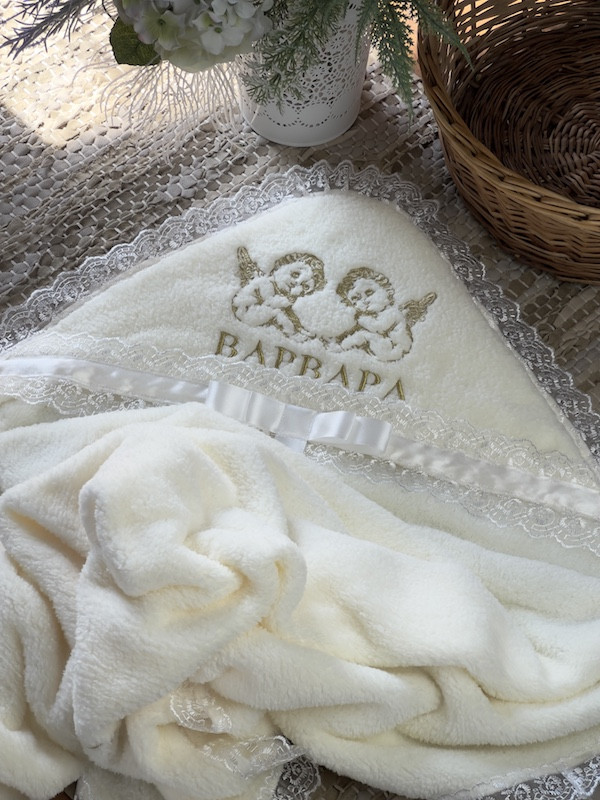 Крижмо Brilliant Baby тепла з янголами 95х95 см Айворі (BB236), фото 1