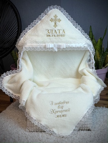 Крижмо Бантик іменна айворі Brilliant Baby BB135 95х95, фото 1