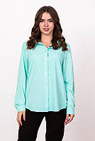 Блузка - рубашка женская бирюзовая однотонный на пуговицах софт пуговицы Актуаль 051, 48