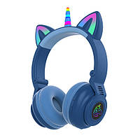Беспроводные наушники с кошачьими ушками Единорог CAT STN-27 Bluetooth, Синий