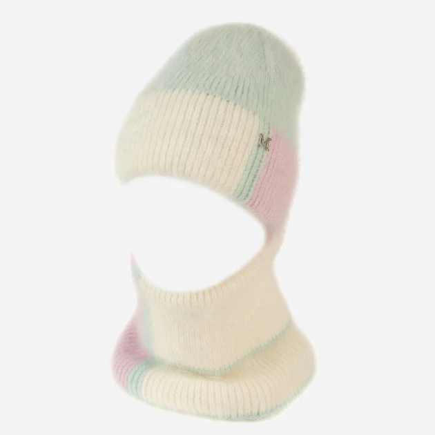 Ангоровий комплект жіночий(шапка+шарф)Malisa Эльза ML10737 55-58 Мятний  зимовий теплий