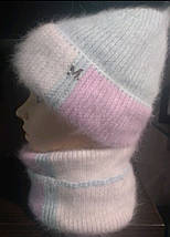 Ангоровий комплект жіночий(шапка+шарф)Malisa Эльза ML10737 55-58 Мятний  зимовий теплий, фото 2