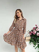 Жіноча літня сукня Горох з поясом софт-принт 42, 44, 46, 48 (Моко) "VILADI" від прямого постачальника