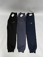 Теплые мужские спортивные брюки Puma (Пума), зимние трикотажные спортивные штаны серые. Мужская одежда