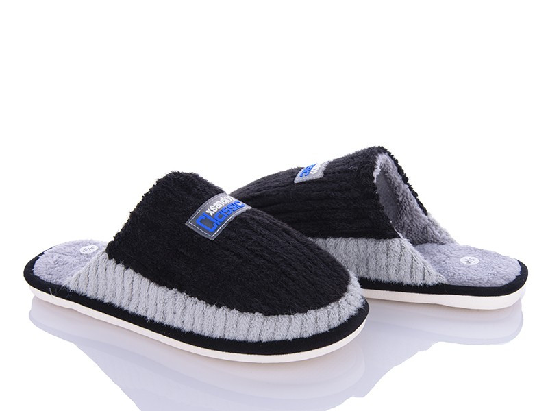 Чоловічі кімнатні капці чорно-сірий, фото 1