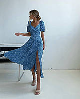 Платье женское с разрезом по ножке штапель 42-44,44-46 "Savoy Brand" недорого от прямого поставщика