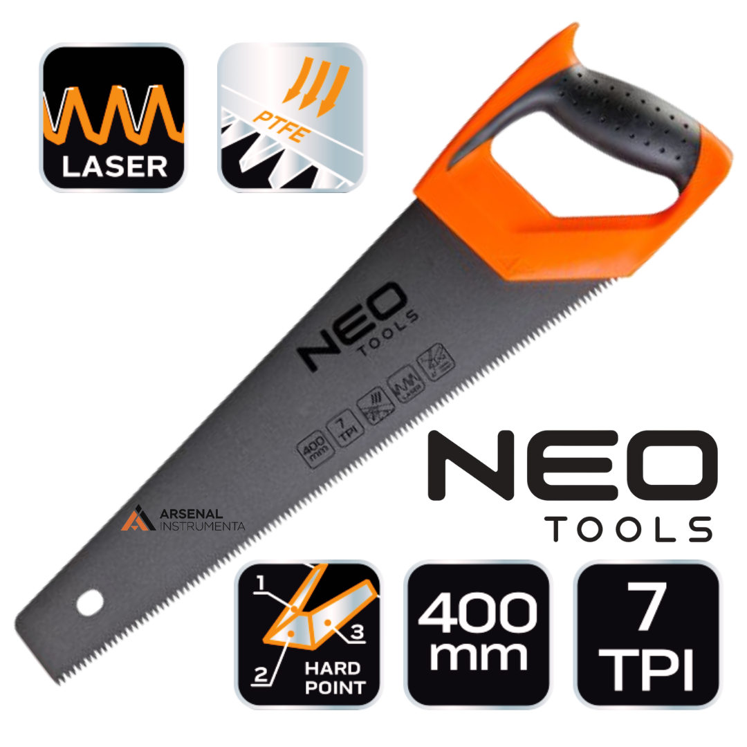 Ножовка по дереву с тефлоновым покрытием, 400 мм, 7TPI, PTFE 41-011 Neo - фото 1 - id-p88052087