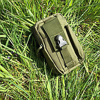 Тактическая сумка - подсумок для телефона, система MOLLE органайзер тактический из кордуры. JX-980 Цвет: хаки