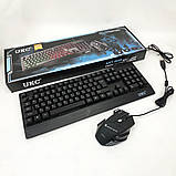 Клавіатура+мишка UKC з LED підсвічуванням від USB M-710, клавіатура ігрова з підсвічуванням UV-962 та мишкою, фото 3