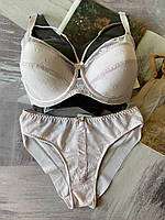 85*90D Комплект женского нижнего белья с портупеей, бежевый лифчик и трусики