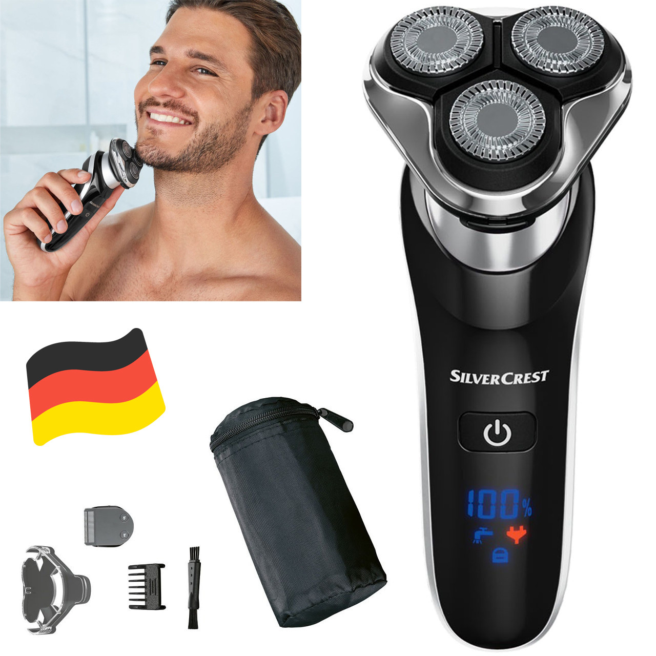 Чоловіча електробритва SilverCrest SRR 3.7 C5 (IPX6, 3,7 В, 700 мА·год, Німеччина), фото 1
