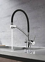 Змішувач для кухні з під'єднанням до фільтра Lamber 8877-1 хром із силіконовим виливом