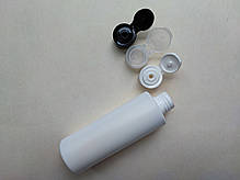 150 мл/24мм Поліетилен, HDPE білий ЦИЛІНДР флакон з кришкою чорною фліп-топ 24 мм, ПЕТ пляшка флакон, пластиковий, пластмасовий, фото 4