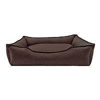 Лежак для собак лежанка кровать для собак и кошек Темно-коричневый съемный чехол с бортами 130×80×23 см