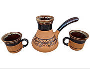 Турка для Кави 500 мл "Помаранчева" набір з чашечками - кераміка