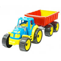 Детская игрушка синий трактор с прицепом и ковшом