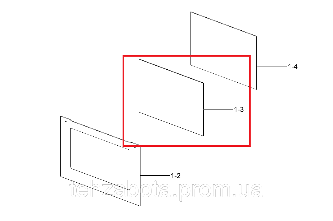 Стекло дверцы (среднее) для электрической духовки Samsung DG64-00136B, 480*410 мм - фото 10 - id-p2017617467