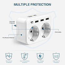 Мережевий фільтр розгалужувач LENCENT з двома розетками + 3 USB 1TYPE-C, фото 4