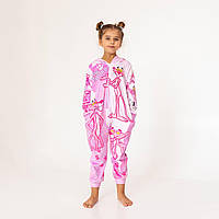 Детская пижама из плюш велюра кигуруми Розовая пантера Детский теплый костюм кигуруми