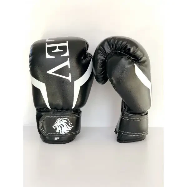 Боксерські рукавички LEV SPORT 8 oz шкірзам, манжета 5 см чорні