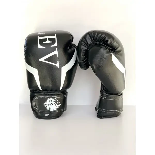 Боксерські рукавички LEV SPORT 14 oz шкірзам, манжета 5 см чорні