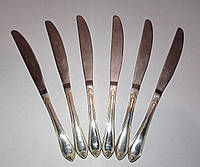 Набір столових ножів з нержавійки , з позолотою - 6 штук