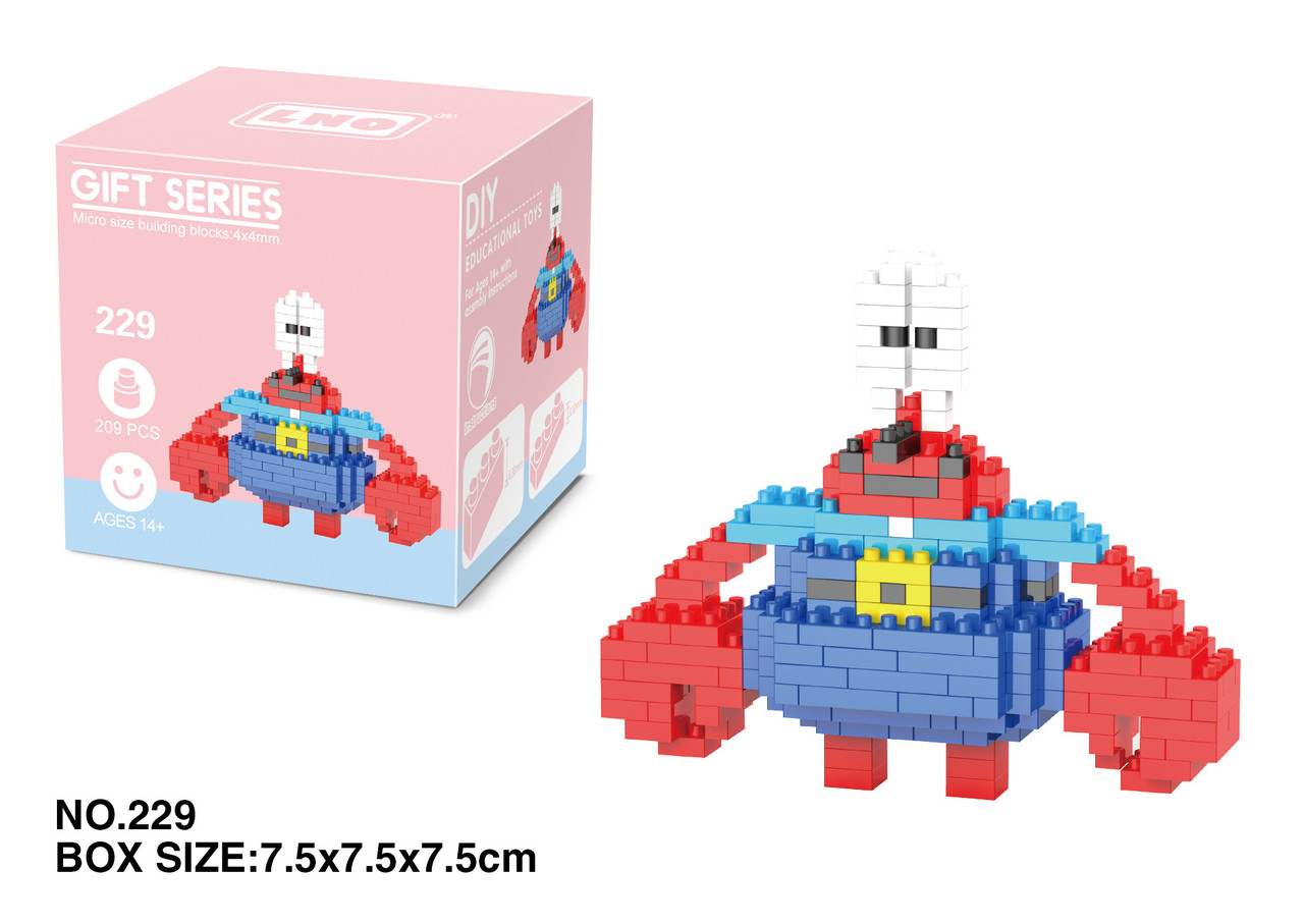 Міні Конструктор містер Красті Крабс на 209 деталей (7.5х7.5) Спанч Боб квадратні штани., фото 1