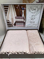Подарочный набор банных полотенец Sikel Lilyum Penye Pudra 50х90см + 70х140см