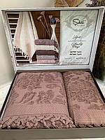 Подарочный набор банных полотенец Sikel Lilyum Penye Kiremit 50x90см + 70x140см