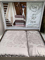 Подарочный набор полотенец для ванной Sikel Lilyum Penye Grey 50x90см + 70x140см