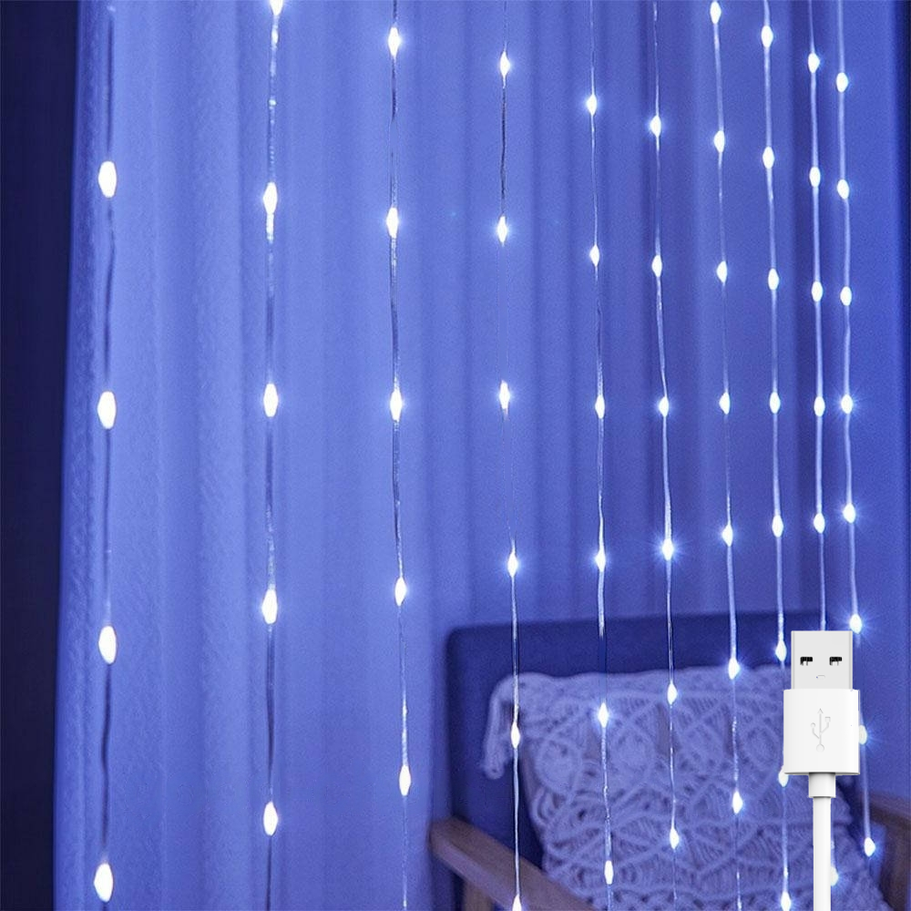 Світлодіодна гірлянда Водоспад Роса 2x2м, від USB, 160 LED, 8 режимів, IP44