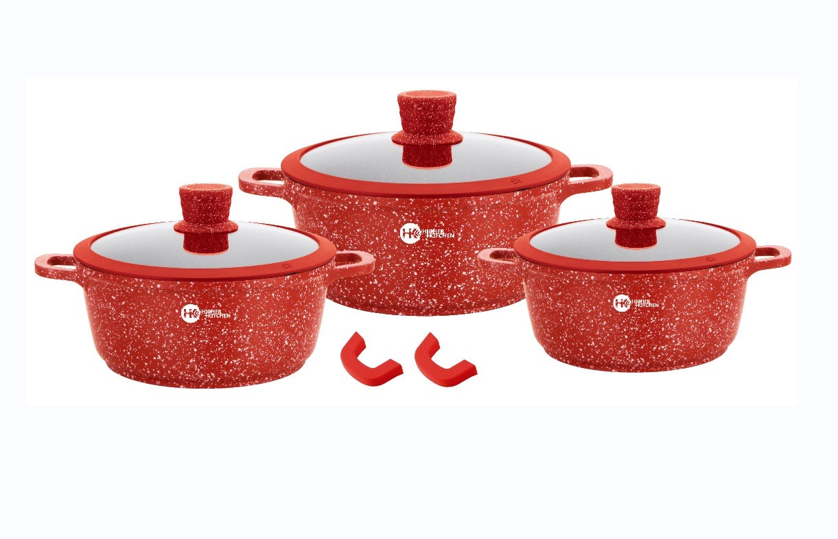 Набір каструль Higher Kitchen HK-325 Червоний NEW Доставка