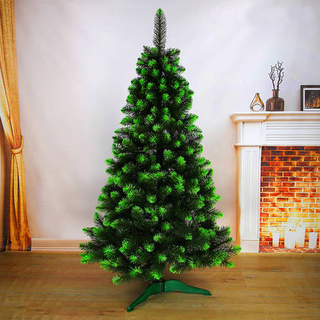 Штучна ялинка. Висота — 1,5 м. З м'якою голкою. "Королівська". Два забарвлення. З білим/зеленим напиленням, фото 1