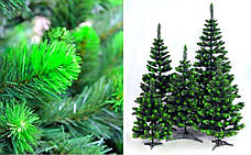 Штучна ялинка. Висота — 1,5 м. З м'якою голкою. "Королівська". Два забарвлення. З білим/зеленим напиленням, фото 4