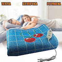 Простынь-грелка электрическая Electric Blanket 150х120см клетка Вишни